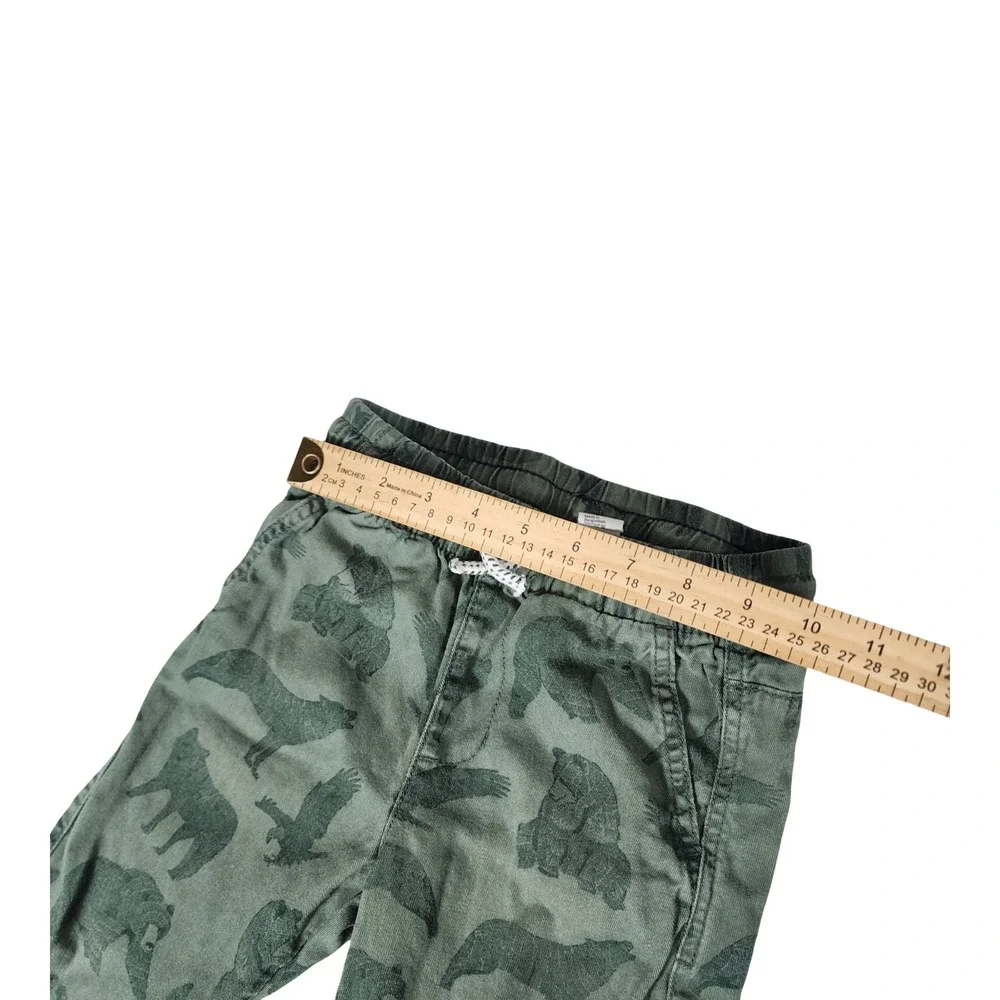 HM Kids Olive Green Woodland Bear Wolf Animal Print Cotton Joggers Size 5-6Y